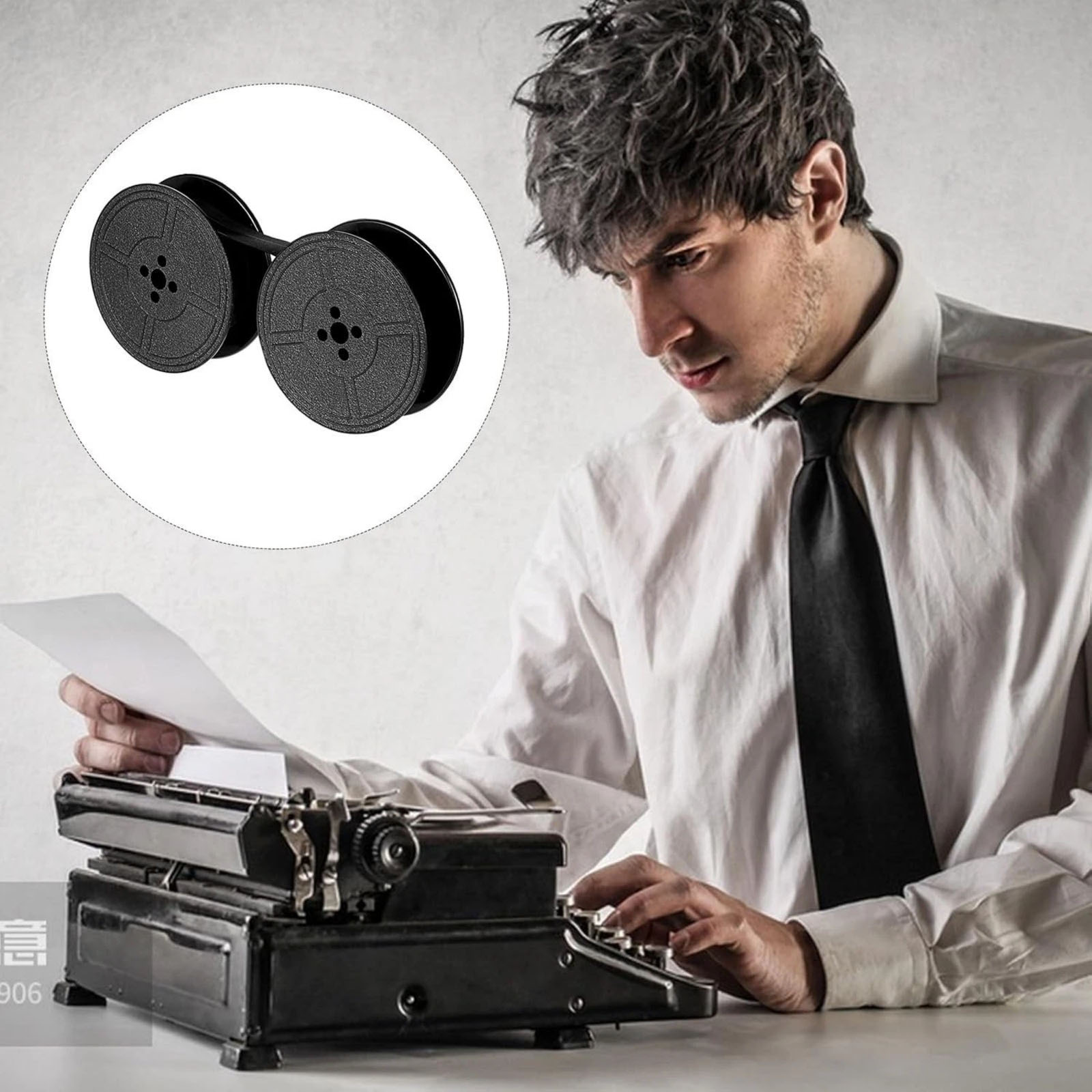 Typewriter Ribbon Roll - ริบบิ้นเครื่องพิมพ์ดีดอเนกประสงค์ 2 ม้วน สีดำ ใช้ได้กับเครื่องพิมพ์ดีดเก่าและใหม่ส่วนใหญ่ ใช้ในสำนักงานที่บ้าน