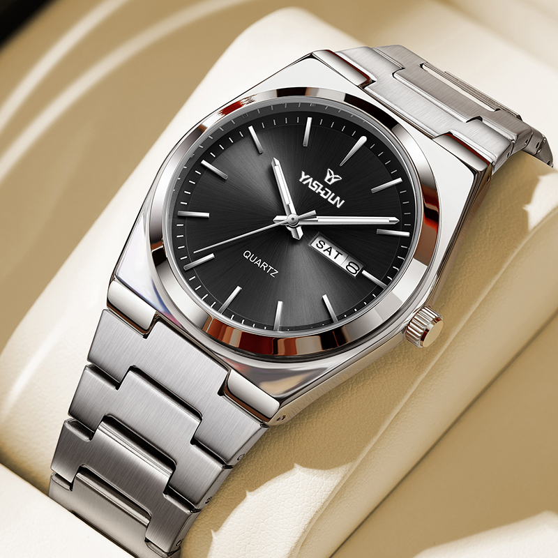 Vintage Watch Collecting - นาฬิกาควอตซ์สแตนเลสสตีลหรูหราแบรนด์ชั้นนำสำหรับผู้ชาย พร้อมฟังก์ชันเรืองแสง กันน้ำ แสดงวันที่และวันในสัปดาห์ นาฬิกาผู้ชาย Relogio