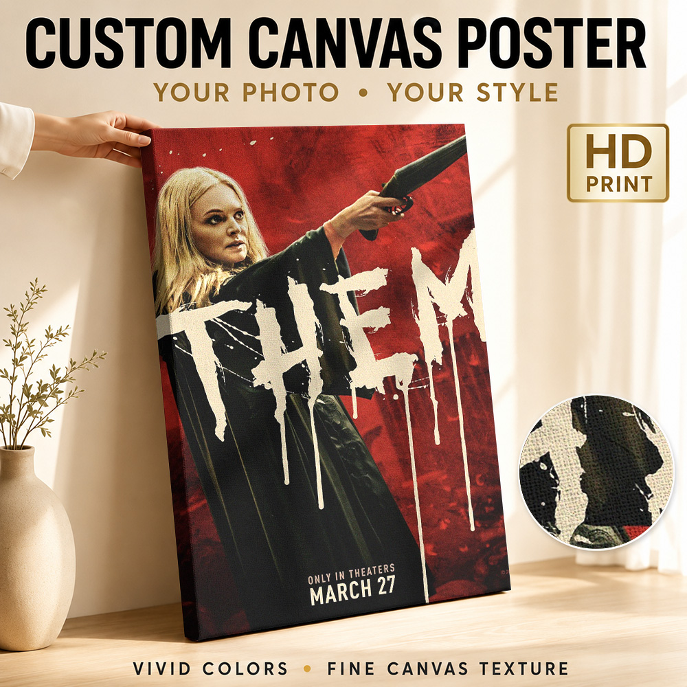 Collectible Vintage Photos - ภาพพิมพ์บนผ้าแคนวาสของภาพยนตร์ Them โปสเตอร์ภาพถ่ายแบบกำหนดเอง ภาพวาดตกแต่งผนังสไตล์วินเทจสำหรับห้องนอน ของสะสมพร้อมแขวน เป็นของขวัญ