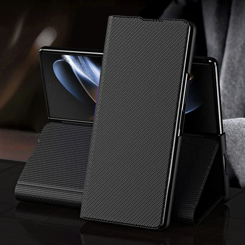 Camera Leather Case - Simple Stripeแม่เหล็กหนังสําหรับSamsung Galaxy Zพับ7 6 5