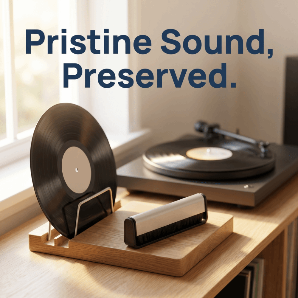 Vinyl Record Cleaner - แปรงทำความสะอาดแผ่นเสียงไวนิลป้องกันไฟฟ้าสถิตย์ การเก็บเสียงไฮไฟช่วยลดเสียงแตกและเสียงรบกวนบนพื้นผิว แปรงทำความสะอาดแผ่นเสียงคาร์บอนไฟเบอร์