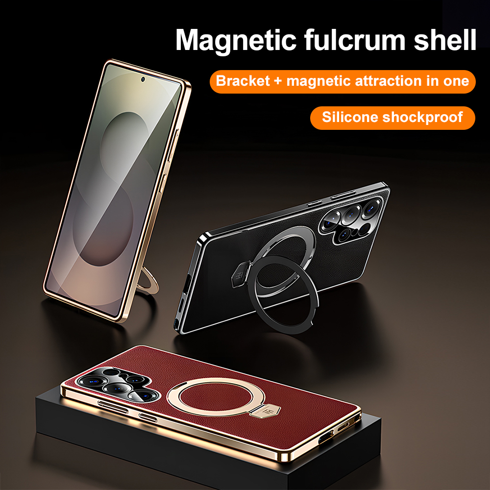 Camera Leather Case - เคสโทรศัพท์แบบแม่เหล็ก Magsafe สำหรับ Samsung S25 Ultra